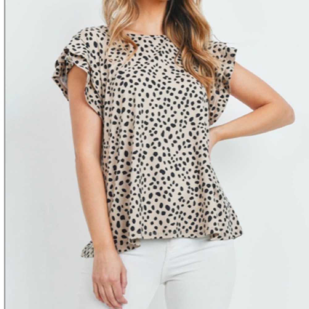 Animal Print Ruffled Sleeve Top - Picture 8 of 10